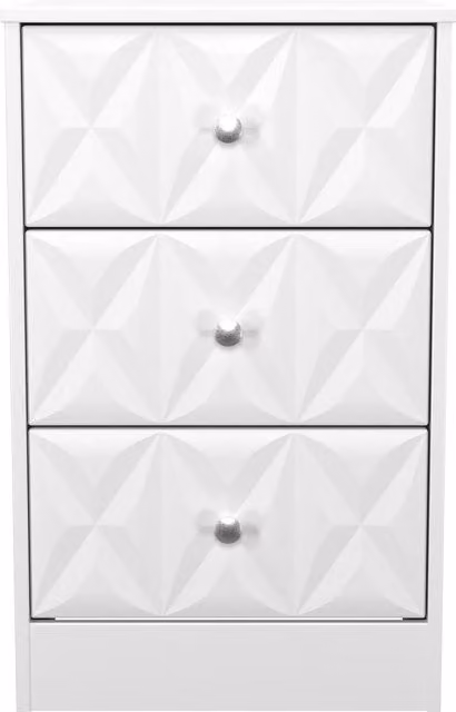 2 U Memphis Small 3 Drawer Bedside Table in White