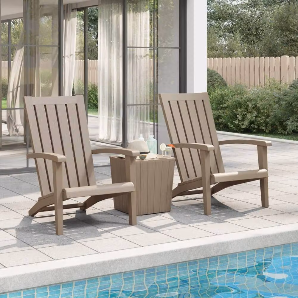 Berkfield Home Garden Adirondack Chairs, 2 Piece Set, Light Brown Polypropylene – 2