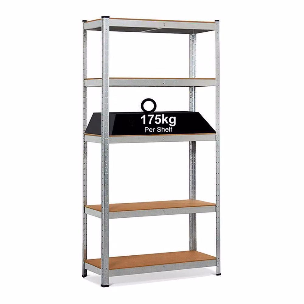EONLION 2 Piece Heavy Duty 5 Tier Metal and MDF Garage Racking Shelves in Silver, W/H: 100 x 200 cm – 3