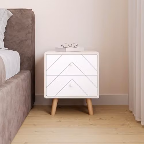 Seconique Dixie 2 Drawer Bedside Table in Grey and White, W/D/H: 39.5 x 38 x 57 cm – 3