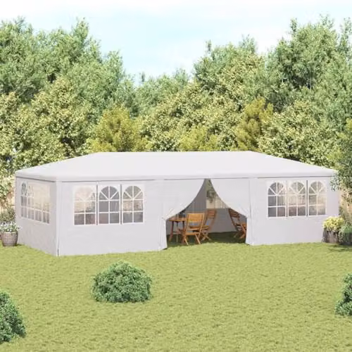 vidaXL Professional Party Tent with Side Walls and Windows, White, W/D/H: 4 x 9 x 2.74 m – 2