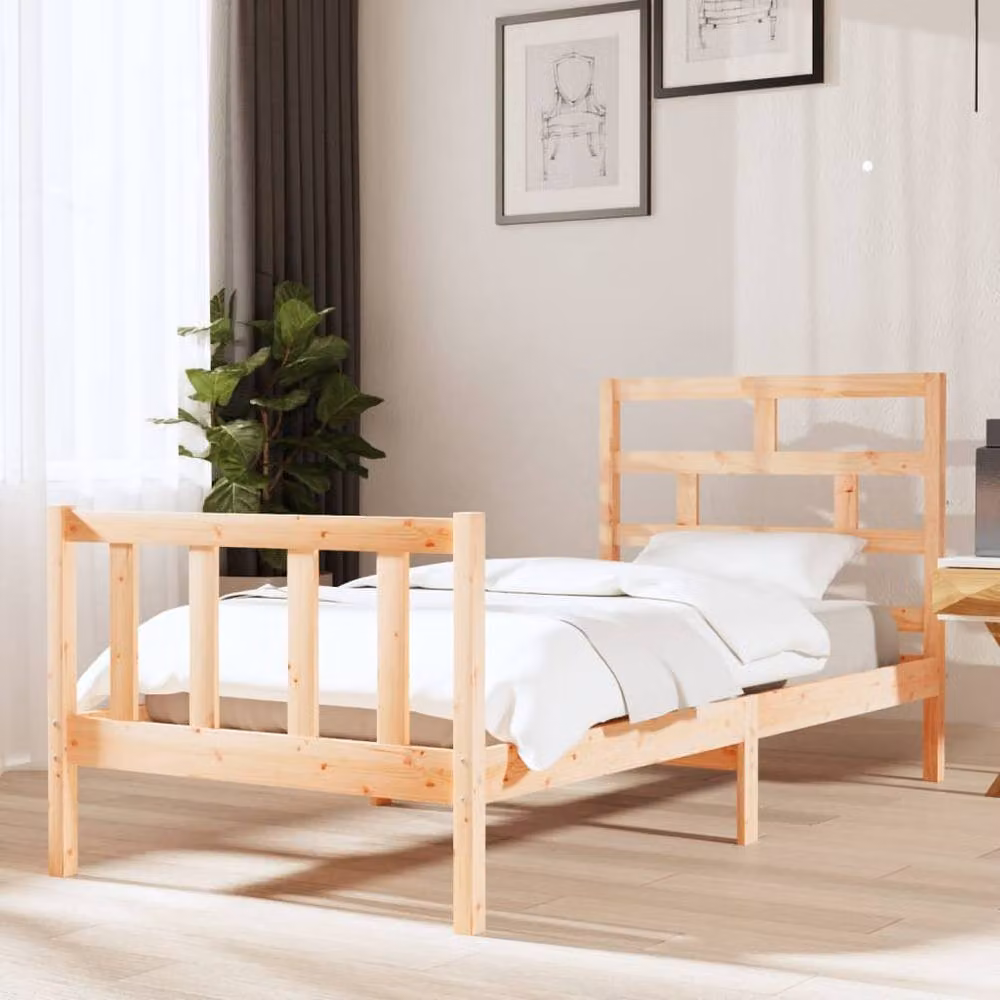 Berkfield Home Beautiful Solid Wood Pine Bed Frame, Brown, W/D/H: 90 x 200 cm – 2