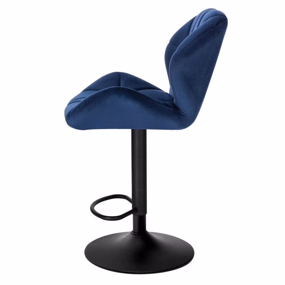 SPETLEK Set of 2 Blue Velvet Modern Upholstered Bar Stools – 2