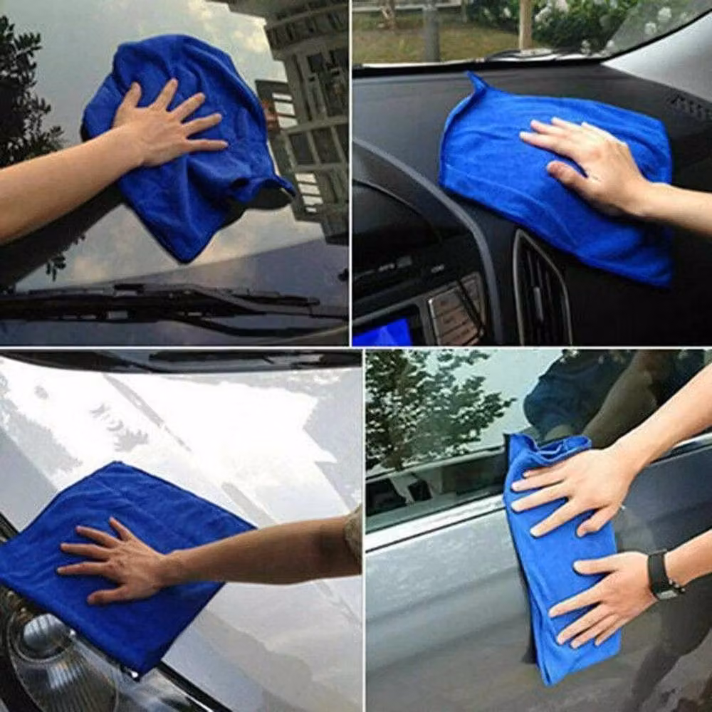 FLAVORA Blue Microfibre Soft Car Detailing Cleaning Cloth, 30 cm – 5