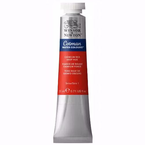 Winsor and Newton Cotman Watercolour Paint, Cadmium Red Deep, 21ml – 2