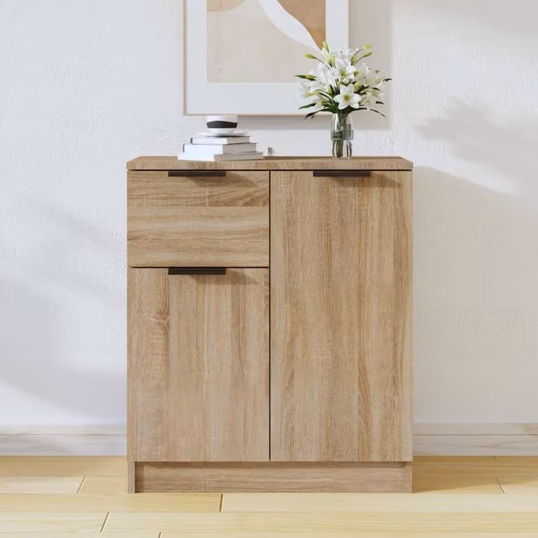 Berkfield Home Sonoma Oak Sideboard in Light Tan Beige, W/D/H: 60 x 30 x 70 cm