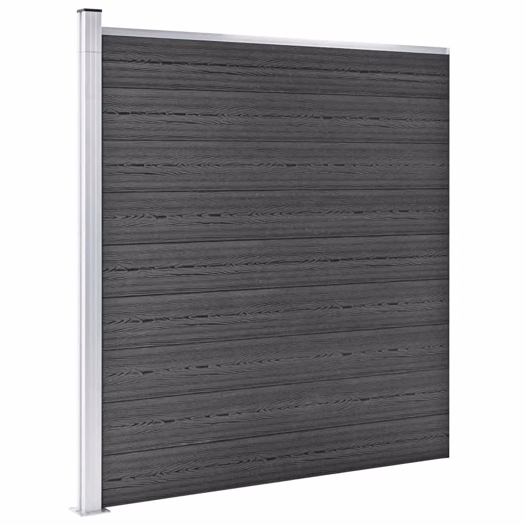 Berkfield Home WPC Fence Panel Set, Black, W: 1391 cm, H: 186 cm – 3