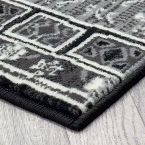 runrug Mayan Hallway Runner Rug in Dark Grey, W: 60 cm, L: 240 cm – 5