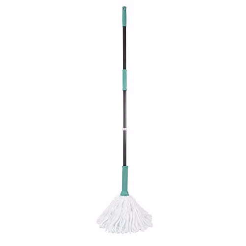 JVL Super-Absorbent Easy Twist Microfibre Floor Mop with Wringer and Scraper in Turquoise