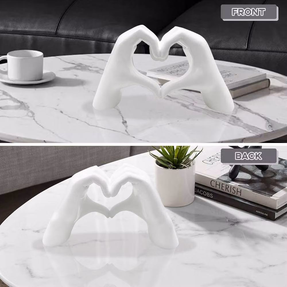 Huhote Resin Heart Hands Love Gesture Sculpture Set of 2 in White – 5