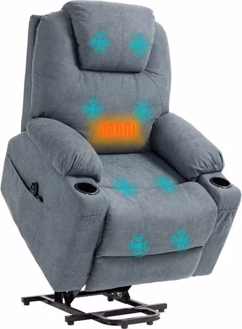 HOMCOM Riser and Recliner Chair with Vibration Massage and Heat in Dark Grey – 1
