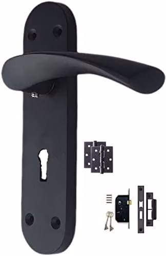 Golden Grace Astrid Lever Lock Door Handle Set, Matt Black