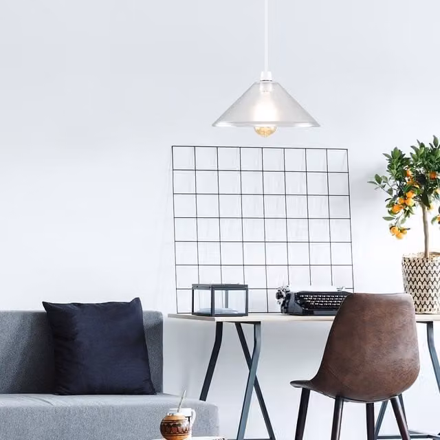 MiniSun Retro Style Clear Glass Tapered Cone Ceiling Pendant Light Shade, Width: 30 cm