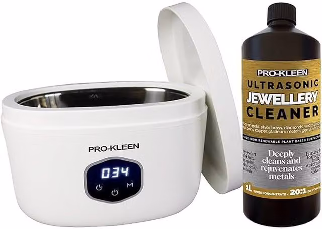 Pro-Kleen Ultrasonic Jewellery Cleaner with Cleaning Fluid, White