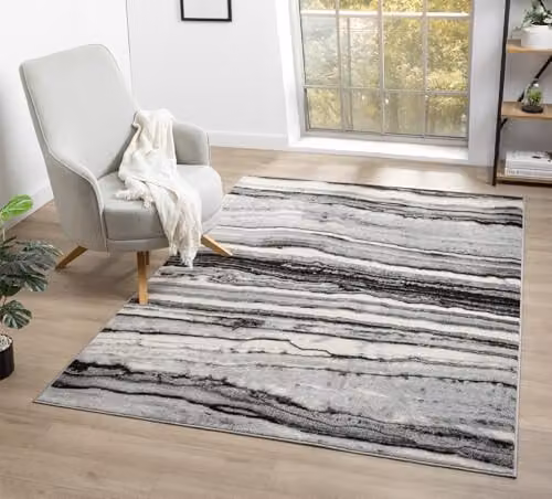 Desire Rugs Grey Abstract Modern Rectangular Area Rug, W: 160 cm, D: 230 cm