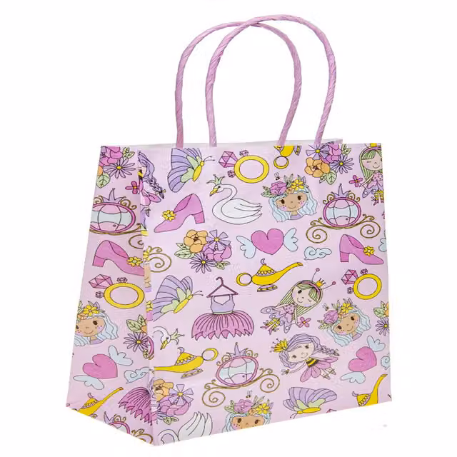 LG-Imports Pack of 12 White and Pink Princess Paper Gift Bags for Children