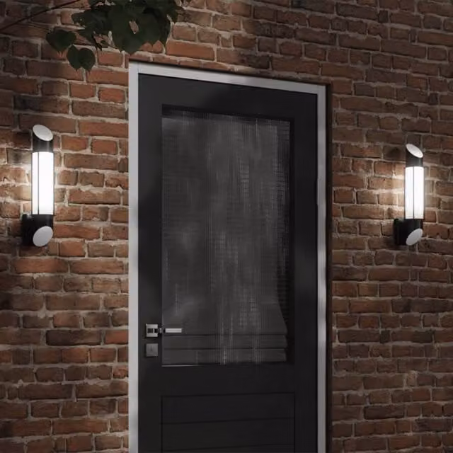 Berkfield Home Set of 2 Black Stainless Steel Modern Outdoor Wall Lights