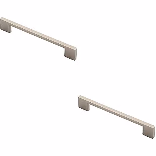 Loops 2 Pack Slim D-Shape Pull Handles in Brushed Silver, W: 15.2 cm, H: 7.5 mm, Fixing Centres: 128 mm
