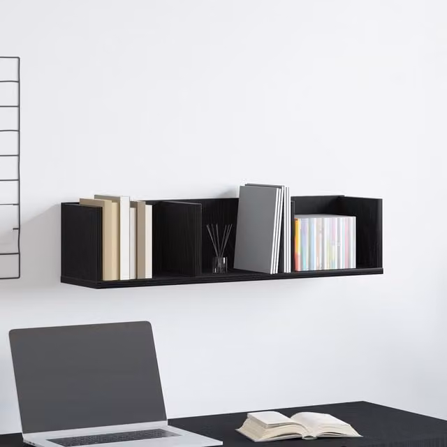 Berkfield Home CD Wall Shelf in Black Oak, W: 75 cm, D: 18 cm, H: 18 cm
