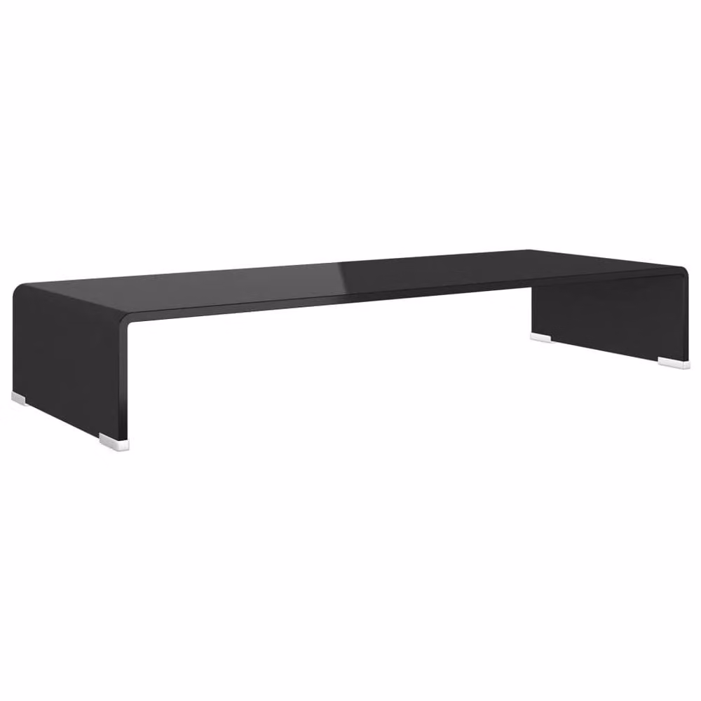 Berkfield Home Black Glass TV Stand and Monitor Riser, W/D/H: 80 x 30 x 13 cm – 3