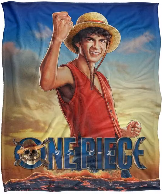 Netflix One Piece Luffy Fist Pump Silky Touch Soft Fleece Throw Blanket, Multicolour, W/D/H: 152 x 127 cm
