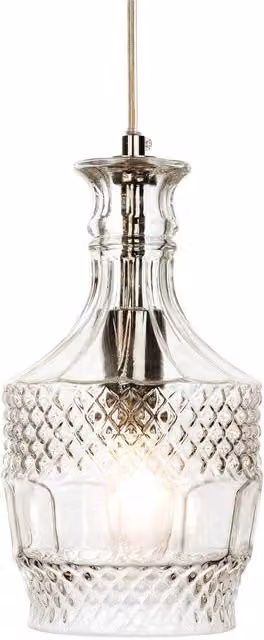Firstlight Decanter 1 Light Ceiling Pendant in Chrome with Transparent Glass, Diameter: 14 cm