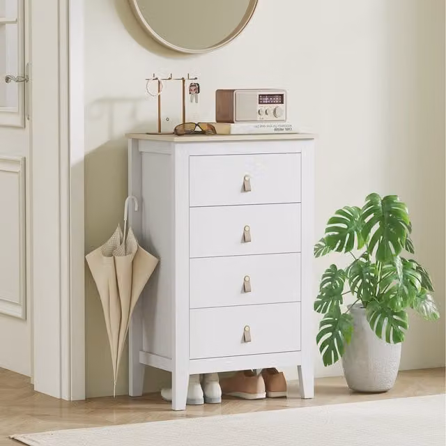 HOMCOM Modern White 4-Drawer Bedroom Chest of Drawers