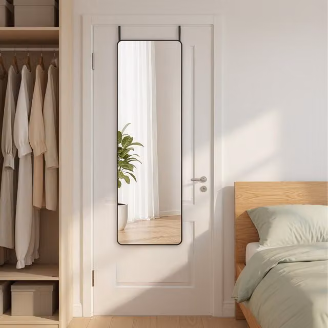 SONGMICS Full Length Hanging Mirror, Black, H 120 x W 40 x D 1 cm