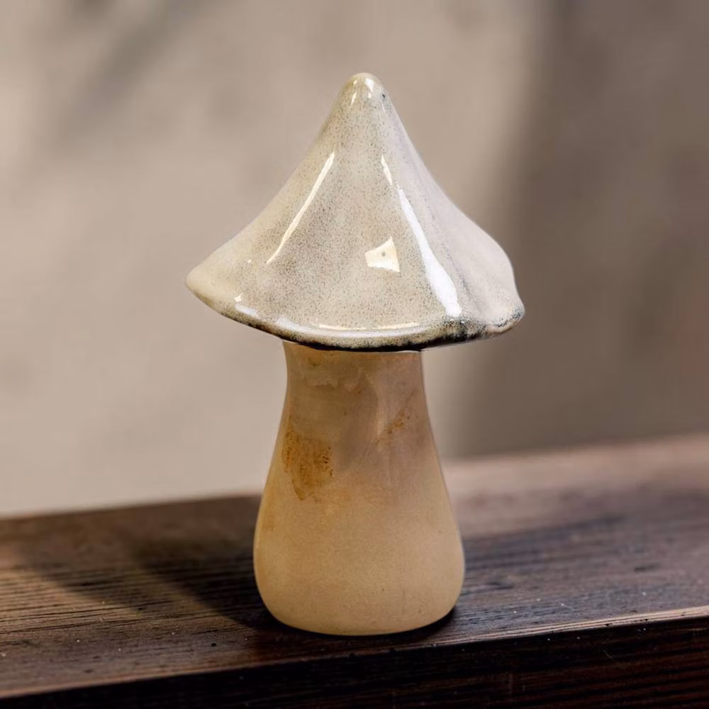 Four Candle Beige Mottle Ceramic Mushroom Tabletop Decoration – 2