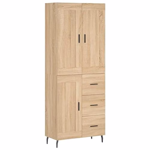vidaXL Modern Highboard in Sonoma Oak Brown, W/D/H: 69.5 x 34 x 180 cm – 1