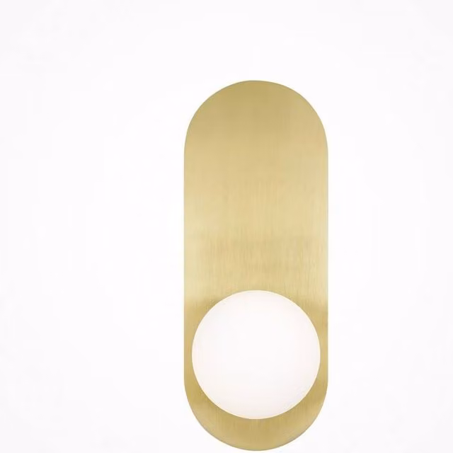 Netlighting Bao Modern Globe Wall Light with White Glass Shade and Gold Brass Finish, G9