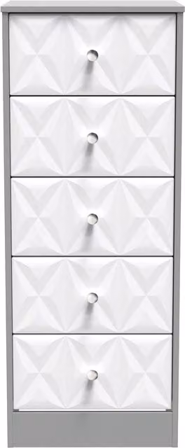 Ready Assembled 2 U Memphis 5 Drawer Tall Bedside Cabinet in Mid Grey