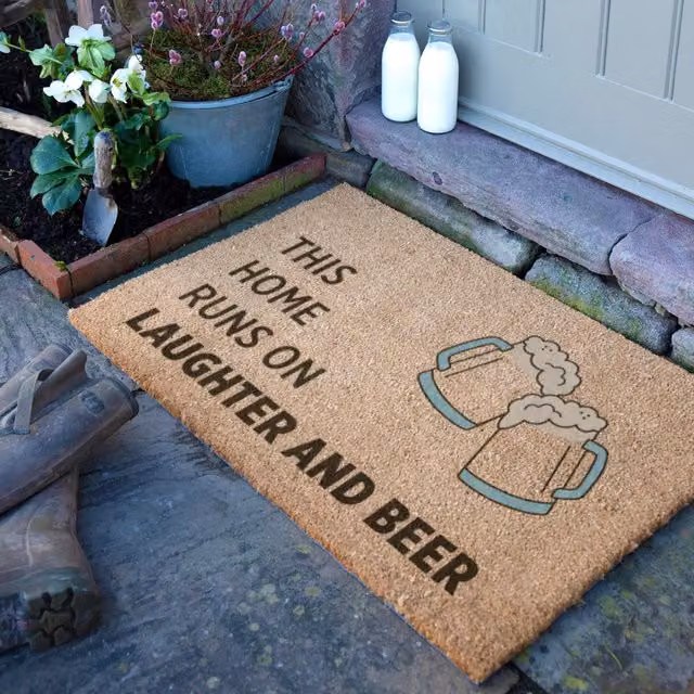 Artsy Mats Laughter & Beer Doormat in Brown, W/D: 90 x 60 cm