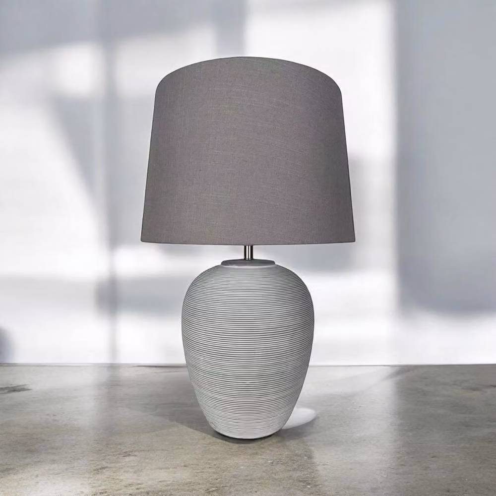 Minster Ceramic Table Lamp and Shade in Grey, W/D/H: 21 x 21 x 48 cm – 2
