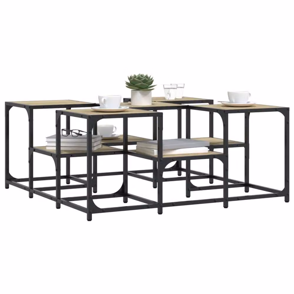 Berkfield Home Sonoma Oak Coffee Table in Brown, W/D/H: 91 x 91 x 40 cm – 3