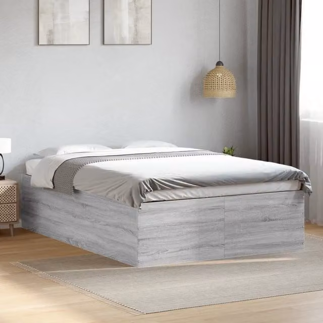 Berkfield Home Grey Sonoma Bed Frame with Drawers, W: 140 cm, L: 200 cm – 1