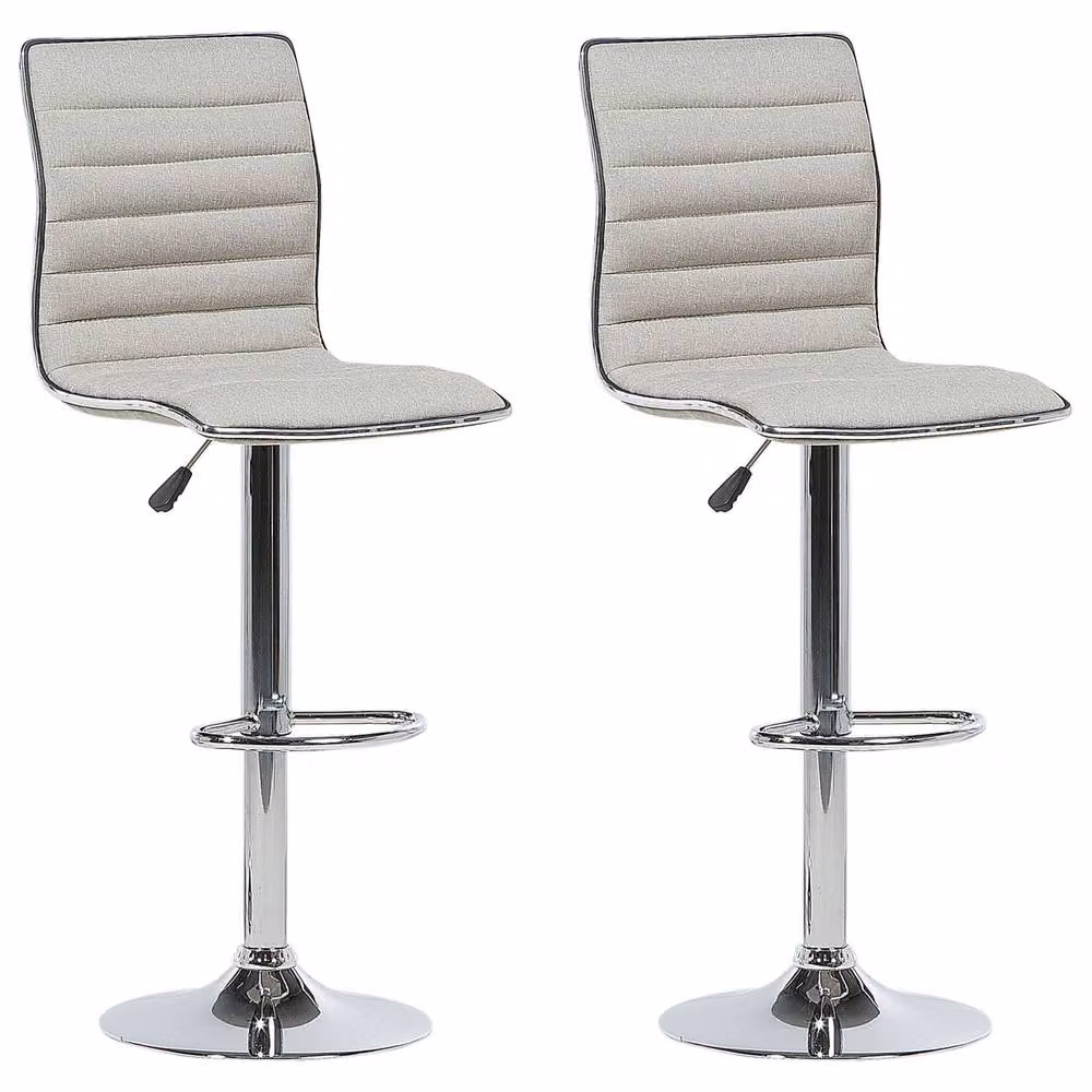 Wyld and Coco Set of 2 Beige Fabric Counter-Height Swivel Bar Chairs – 2