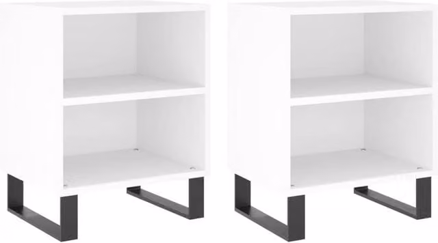 Berkfield Home Set of 2 White Bedside Cabinets in Engineered Wood, W/D/H: 40 x 30 x 50 cm
