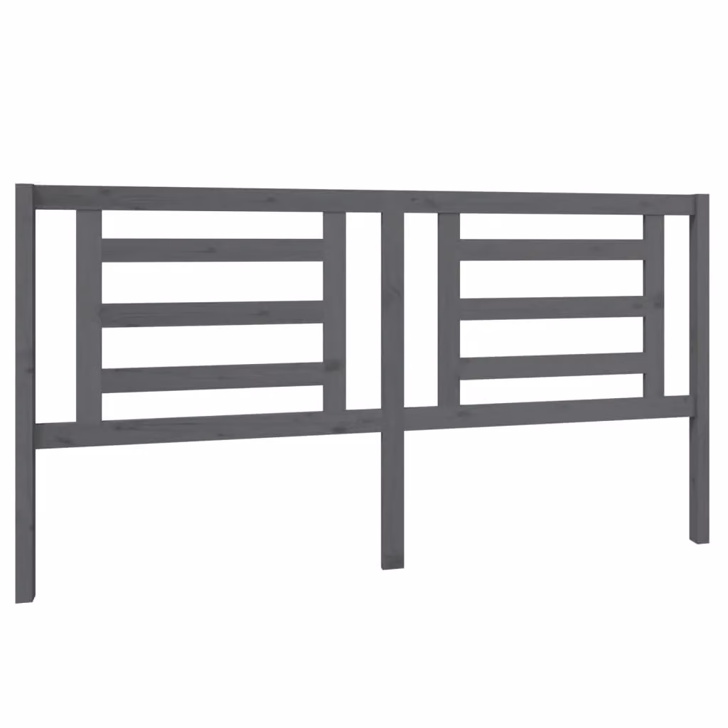 Berkfield Home Grey Solid Pine Wood Bed Headboard W: 186 cm, D: 4 cm, H: 100 cm – 2