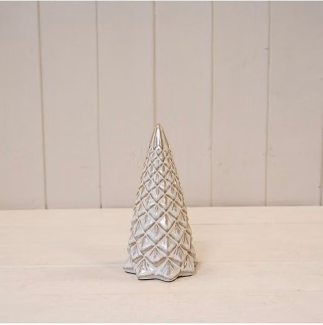 KDMD Medium White Ceramic Pinecone Style Tabletop Christmas Tree