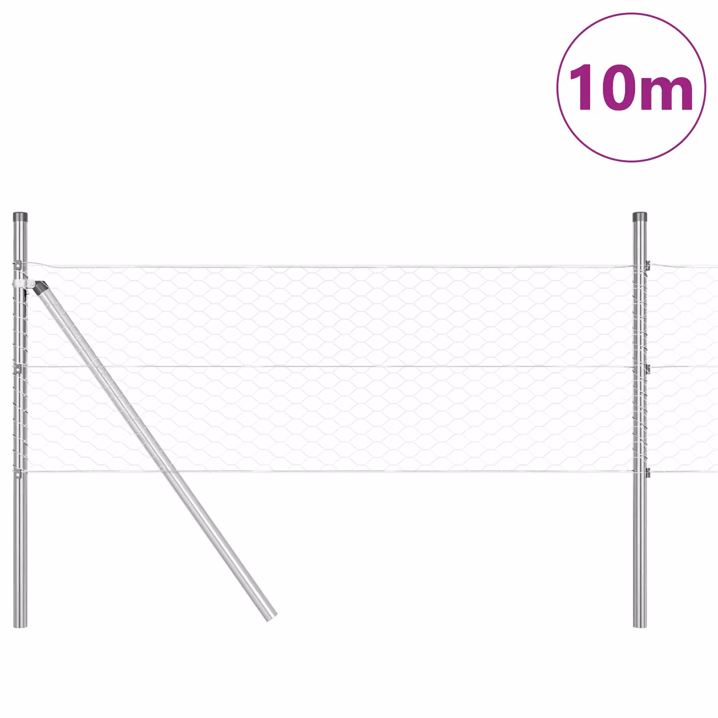 Berkfield Home Hexagon Fence in Silver Galvanised Steel, H: 80 cm x W: 10 m – 2