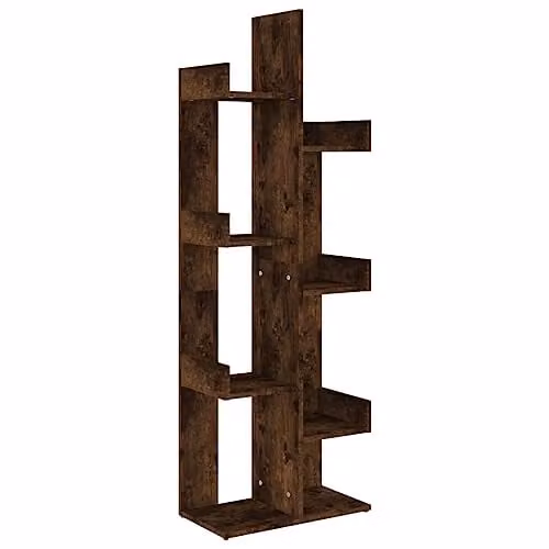 vidaXL Book Cabinet in Smoked Oak, W: 48 cm, D: 25.5 cm, H: 140 cm
