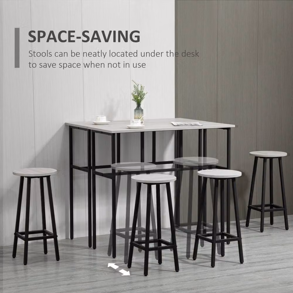 Wyld Haus Lura Rika 6 Piece Grey Bar Dining Set with 2 Tables and 4 Stools – 5