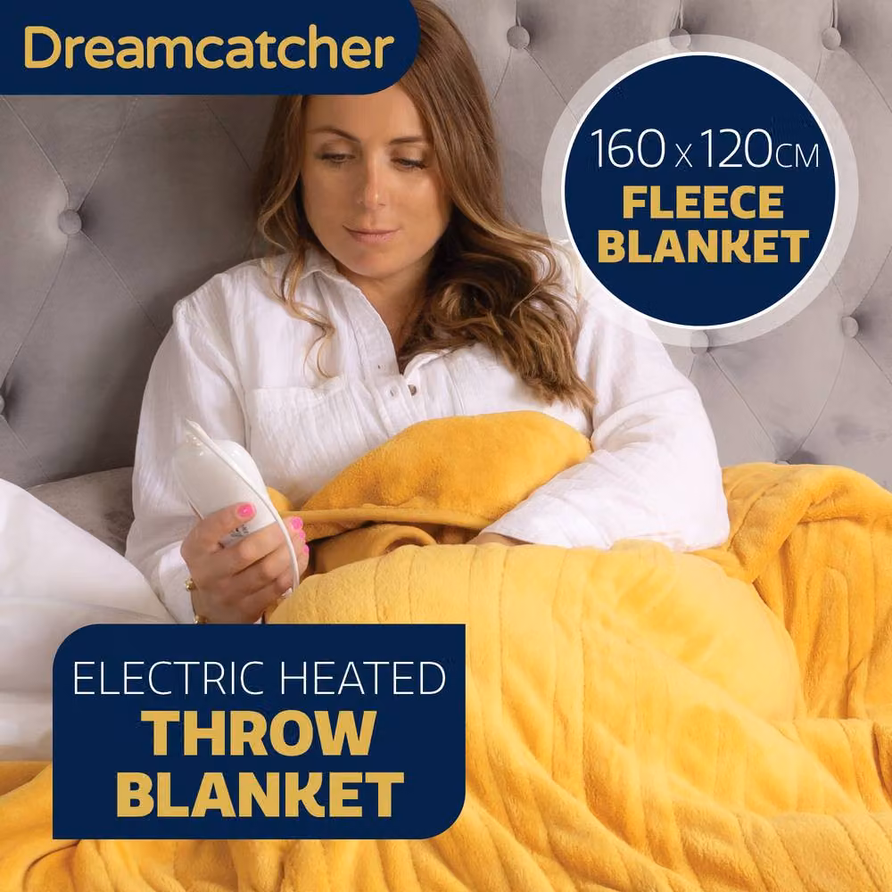 Dreamcatcher Gold Double Electric Heated Fleece Throw Blanket with Timer – 2