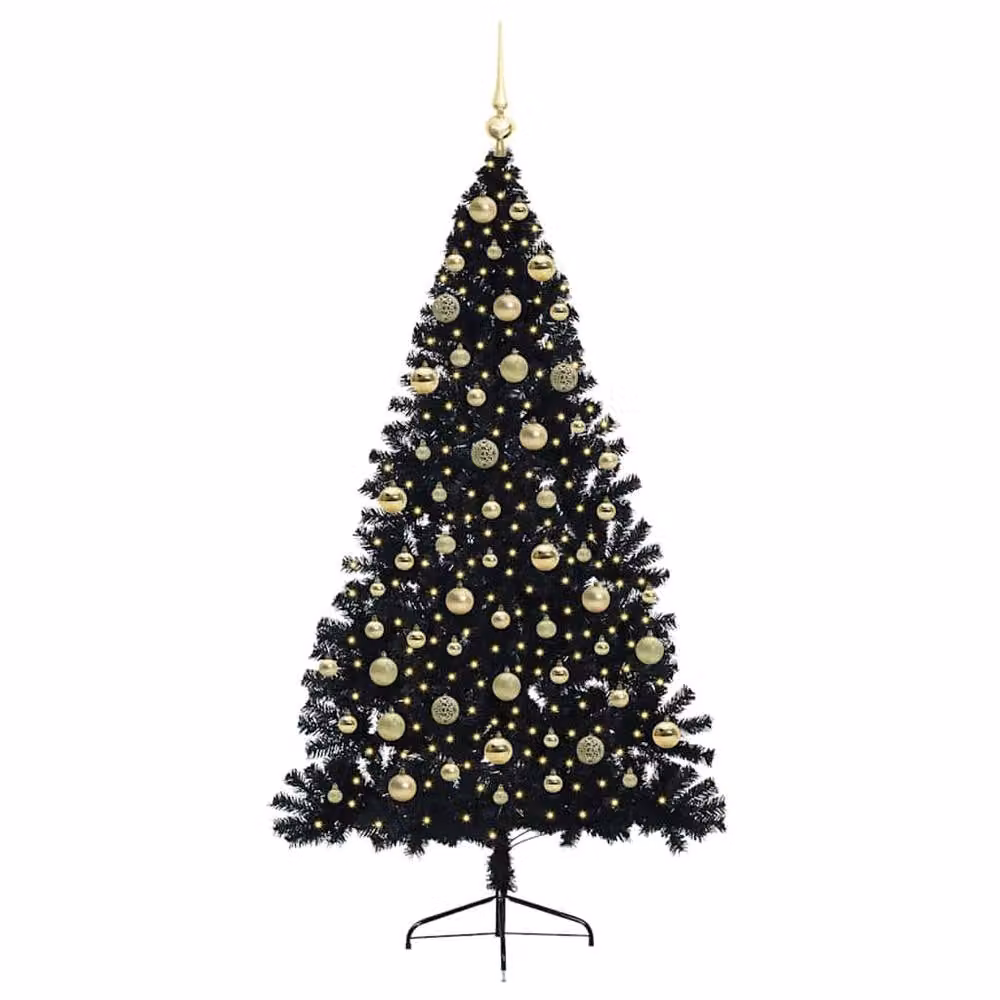 Berkfield Home Pre-lit Artificial Christmas Tree in Black, Height: 180 cm – 3