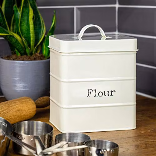 Harbour Housewares Airtight Metal Flour Storage Canister in Beige – 2