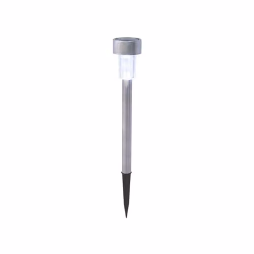 GardenKraft Set of 10 Solar Stake Bollard Lights with White LED and Stainless Steel Finish – 1