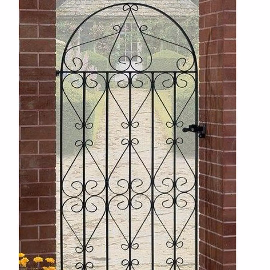Burbage Iron Craft Regent Scroll Tall Bow Top Single Gate in Black, Fits Gap of W: 99.1 cm, H: 186.7 cm – 2