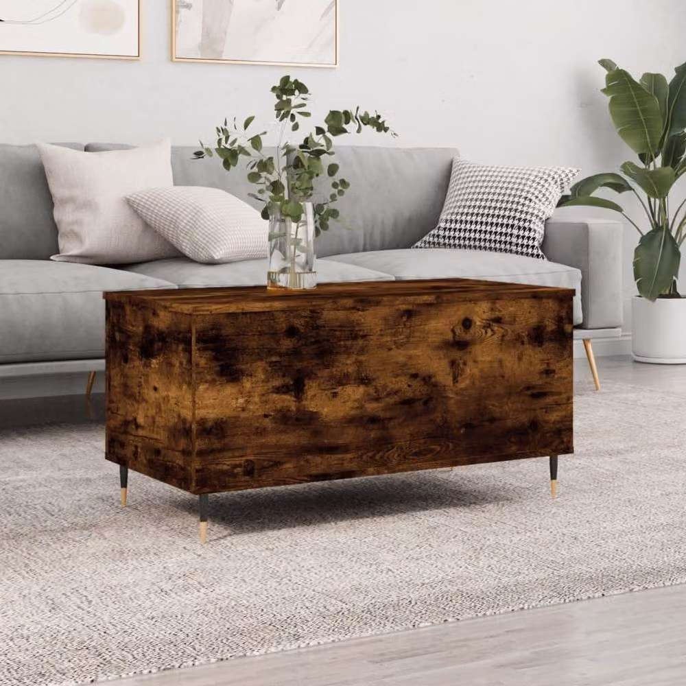 Berkfield Home Modern Rectangular Coffee Table in Smoked Oak Brown with Lift Mechanism, W/D/H: 90 x 44.5 x 45 cm – 2