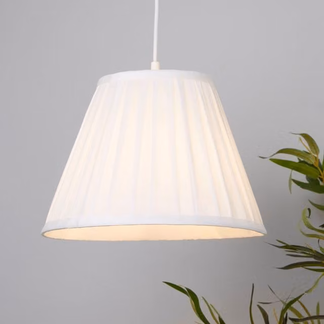 Lighting Collection Taper Pleat White Silk Lamp Shade, Diameter: 30 cm – 1
